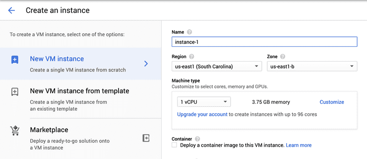 create vm instance